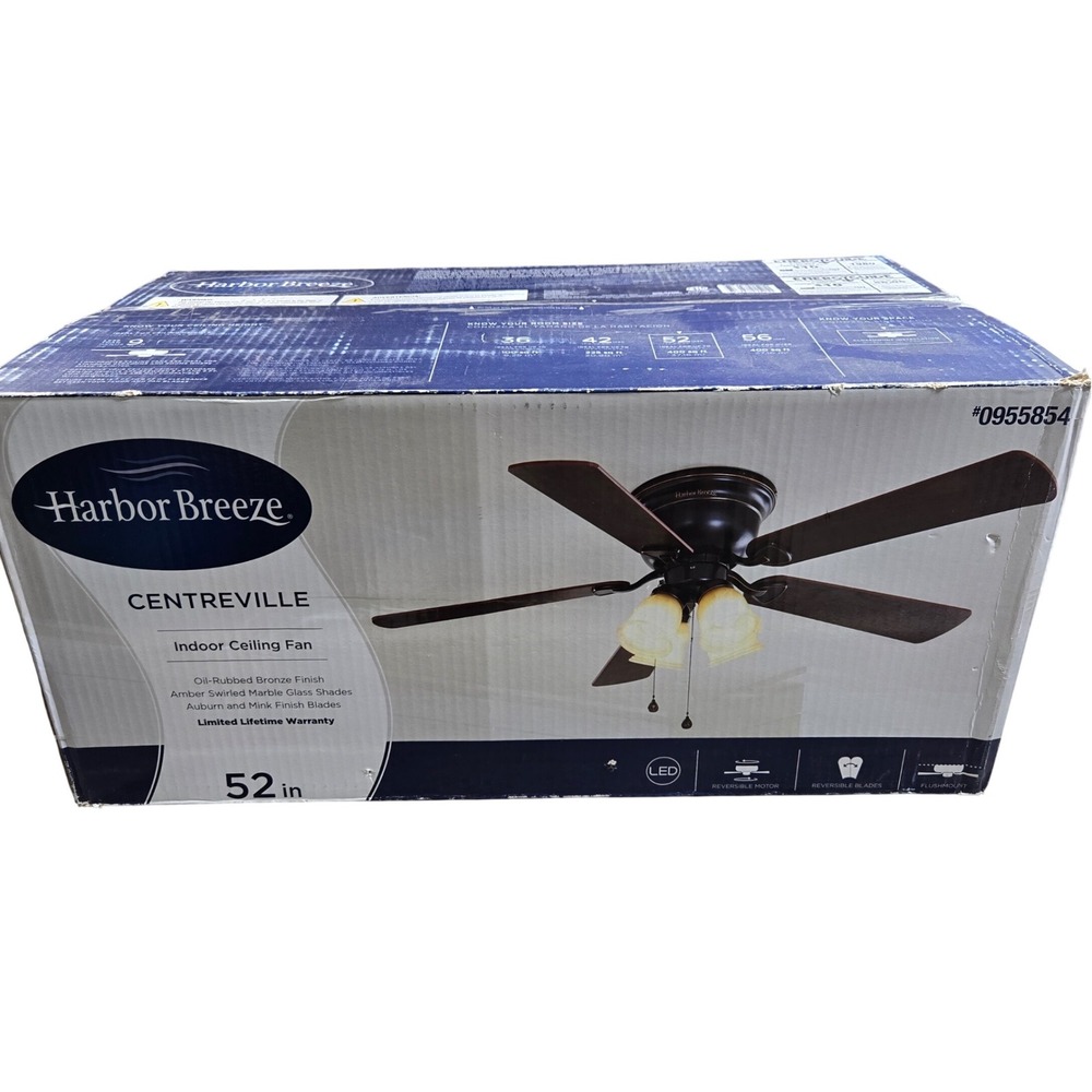 Harbor Breeze Centreville 52" Indoor 5-Blade Ceiling Fan Brushed Nickel Tested